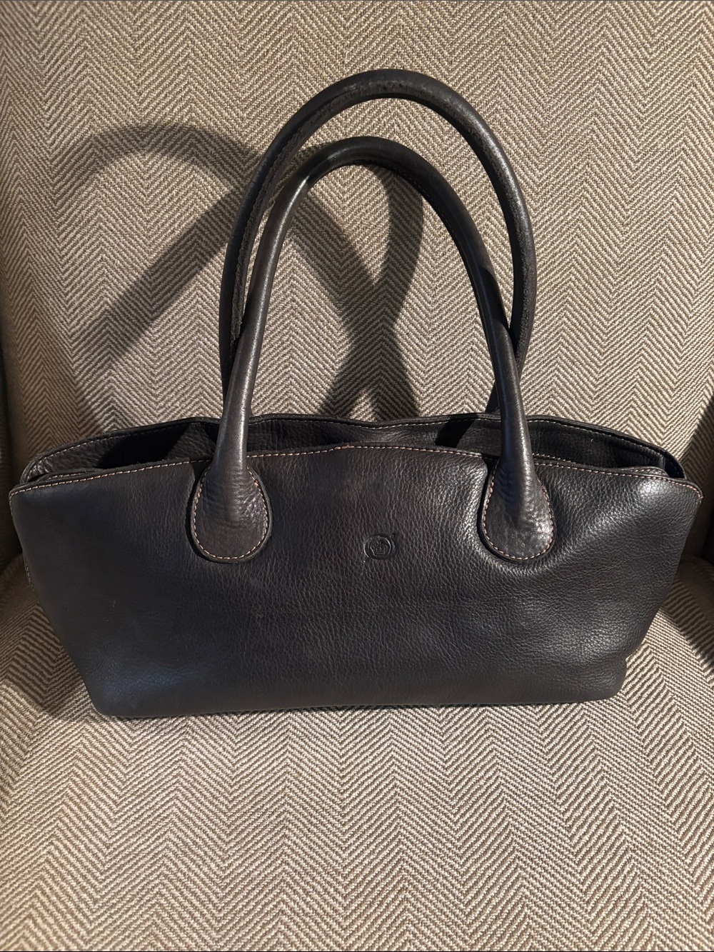 Born Black Leather Double-Handle Tote
